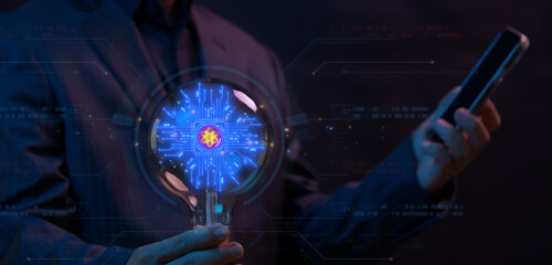 Quantum computing, innovation concept for global network, advancement and exploration. Businessman...