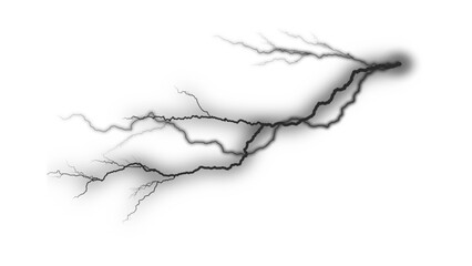 Long, Jagged Lightning Strike Trailing Across the Frame, Conveying Raw Electrical Power and a Forceful Stormy Presence on a Transparent Background

