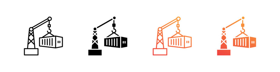 Cargo Container Multiple Style Icon Set Collection 