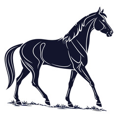 silhouette horse on white background