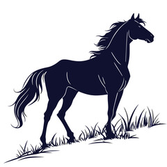 silhouette horse on white background