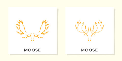 Abstract outline logo of moose head with big antlers