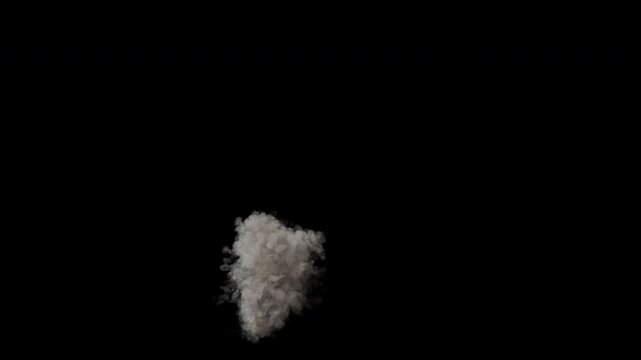 Smoke column rising, high angle 007 tall, 4k 24p, with alpha channel for transparent background