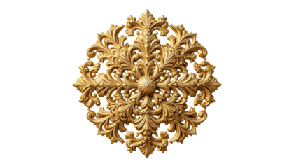 Golden Decorative Element Isolated on Transparent Background – Elegant Ornamental Design