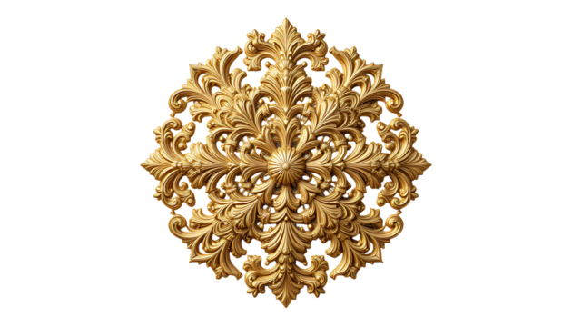 Golden Decorative Element Isolated on Transparent Background – Elegant Ornamental Design