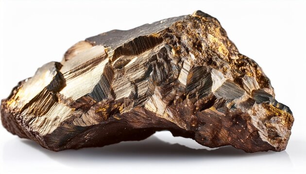 uncut wolframite mineral isolated on white