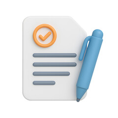 Approval Document with Checklist Pen and Orange Circle Transparent Background