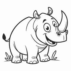 Flat Rhino Mascot Character Icon
