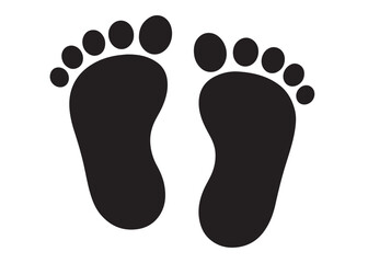 baby feet logo silhouette vector, baby foot logo icon vector silhouette, foot print vector illustration logo, silhouette of baby footprints icon vector silhouette design on white background