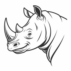 Rhino Cartoon with Small Smile