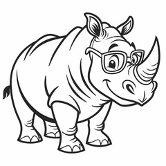 Rhino with Glasses Icon in BW