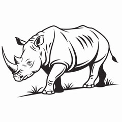 Fototapeta premium Standing Rhino Outline Icon