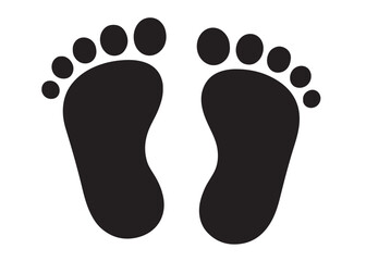 baby feet logo silhouette vector, baby foot logo icon vector silhouette, foot print vector illustration logo, silhouette of baby footprints icon vector silhouette design on white background