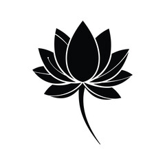 Black Lotus Flower Illustration Simple Elegant Floral Design Vector Graphic Botanical Art Nature Symbol