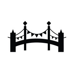 Festive Suspension Bridge Icon Black Silhouette Illustration