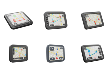 Navigation System Showcase: A collection of modern navigation systems display intricate route maps, highlighting their ability to guide users with precision and ease.
