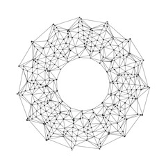 Complex geometric torus formed by interconnected lines and nodes, ideal for technology, science, or network concepts, modern digital design isolated on white background vector illustration