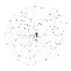 Geometric network of connected dots representing brain cells, neural pathways, or artificial intelligence concepts, ideal for science, technology, or data backgrounds vector illustration