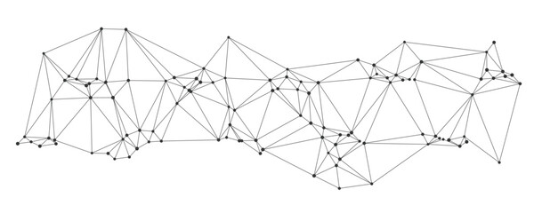 Modern abstract network of connected lines and dots forming a dynamic geometric wave shape perfect for technology backgrounds, presentations, or digital design isolated on white background vector.