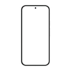 Mock-up phone for visual advertisment ui app demonstration vector illustration. Realistic modern frameless smartphone mockup white screen.