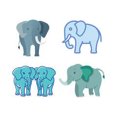Obraz premium Elephants cartoon Collection Line Art 