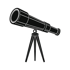 Black and White Telescope Illustration on Stand