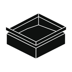 Isometric Boxing Ring Black and White Icon