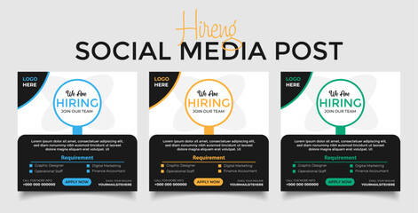 We are hiring job vacancy social media post banner join our team, We are hiring job vacancy social media post template, square web banner template design.