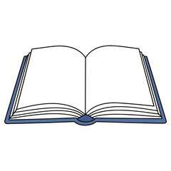 An open book with blue covers and blank pages. Represents education, knowledge, reading, and learning. Ideal for libraries, schools, e-books, and literary-themed designs.