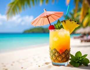 Tropical Cocktail Close-Up Image