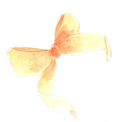Bow, ribbon, decoration. Watercolor illustration, hand drawn modern freehand new