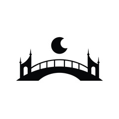 Obraz premium A captivating vector silhouette of a bridge against a city skyline, featuring iconic architecture and urban landmarks, perfect for travel illustrations