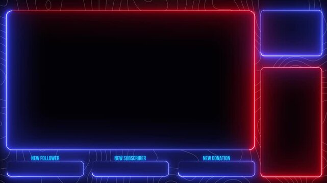 Intermission Stream Overlay Neon Animation with Alerts and Webcam Panels for Gaming and Streaming