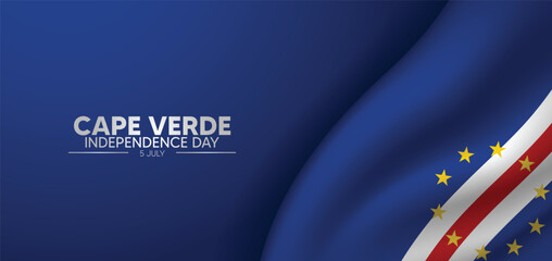Cape Verde Independence Day 5 July waving flag vector poster