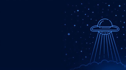 Enchanting Blue Neon Cloud with Star in Sky