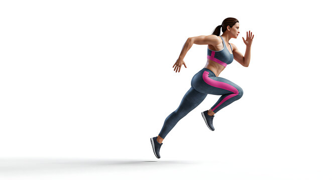 Female Jogger in Mid Run Motion