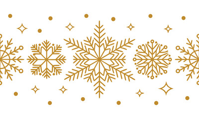 Gold snowflake border winter holiday design element