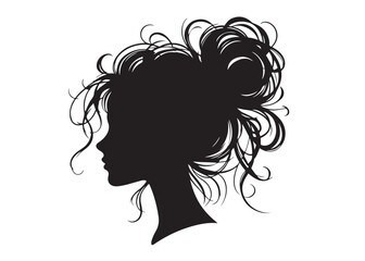 woman hairstyle logo silhouette vector illustration, hair salon logo icon vector silhouette, beauty long hair woman logo silhouette, beauty woman long hair silhouette on white background