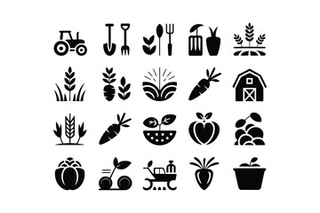 Farm Fresh Produce Vector Icons Wheat Graphic Design Set