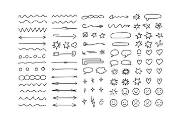 Hand Drawn Doodle Vector Elements Collection for Design