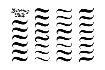 Elegant Swirl Lettering Tails Vector Collection for Design