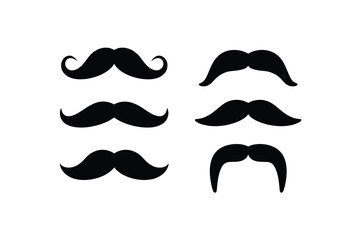 Black Mustache Silhouettes Vector Collection for Design