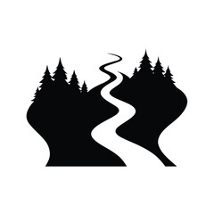 Black horse silhouette vector illustration for a winter holiday Christmas card design