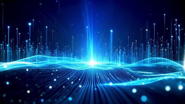 Microscopic smart dust sensor particles floating through a data-rich environment, visualizing next gen nanotechnology, IoT systems, and pervasive environmental monitoring.
