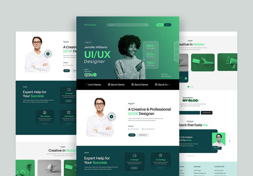 Modern and Clean UI UX Designer Personal Portfolio Landing Page Layout