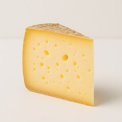 Wedge of Swiss cheese on white background