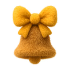 Fluffy Yellow Bell with Bow Decoration Ornament Transparent Background