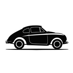 Silhouette of a classic black car on a white background