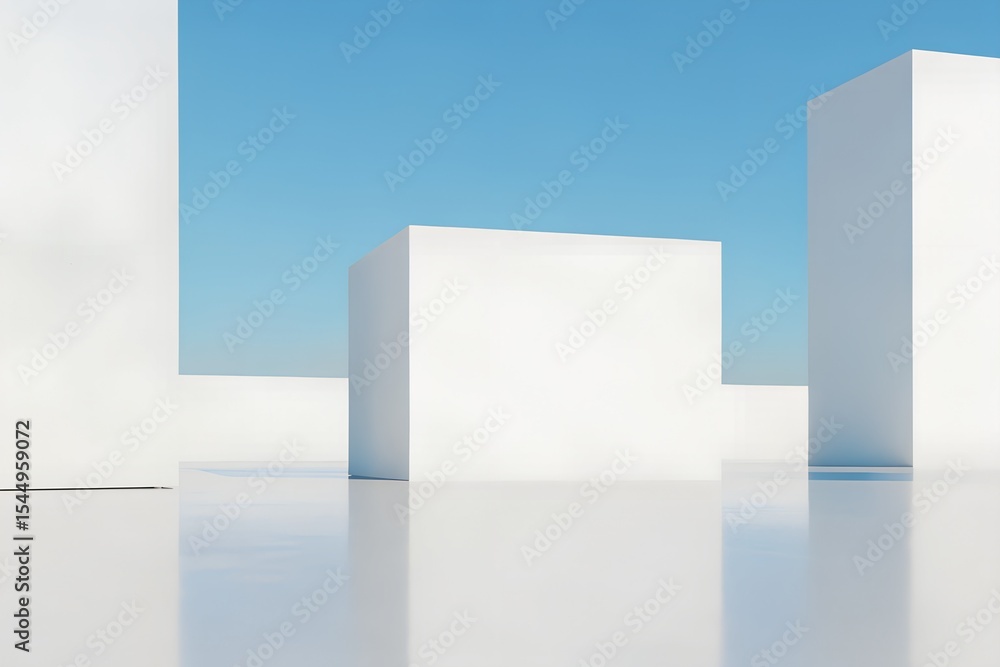 Poster 3d minimal architecture background – abstract geometric building design, modern 3d render illustrati