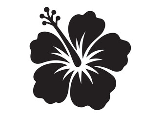 silhouette of a hibiscus flower logo vector, hibiscus flower logo icon silhouette, flower silhouette logo, hibiscus flower silhouette, black and white hibiscus flower silhouette on white background
